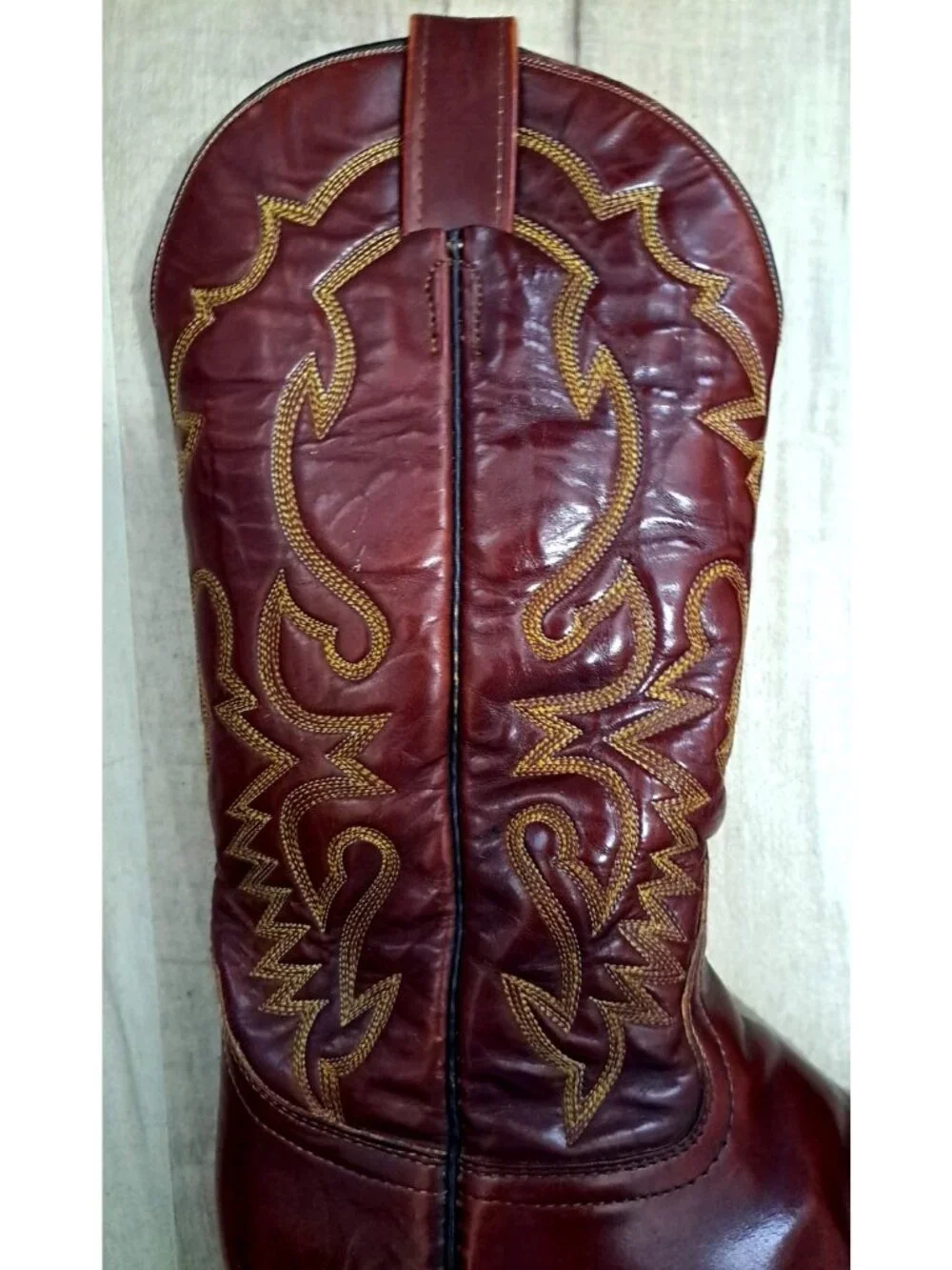 Vintage Laramie Men's 9 Leather Cowboy Boots Handmade Reddish Brown Embroidered